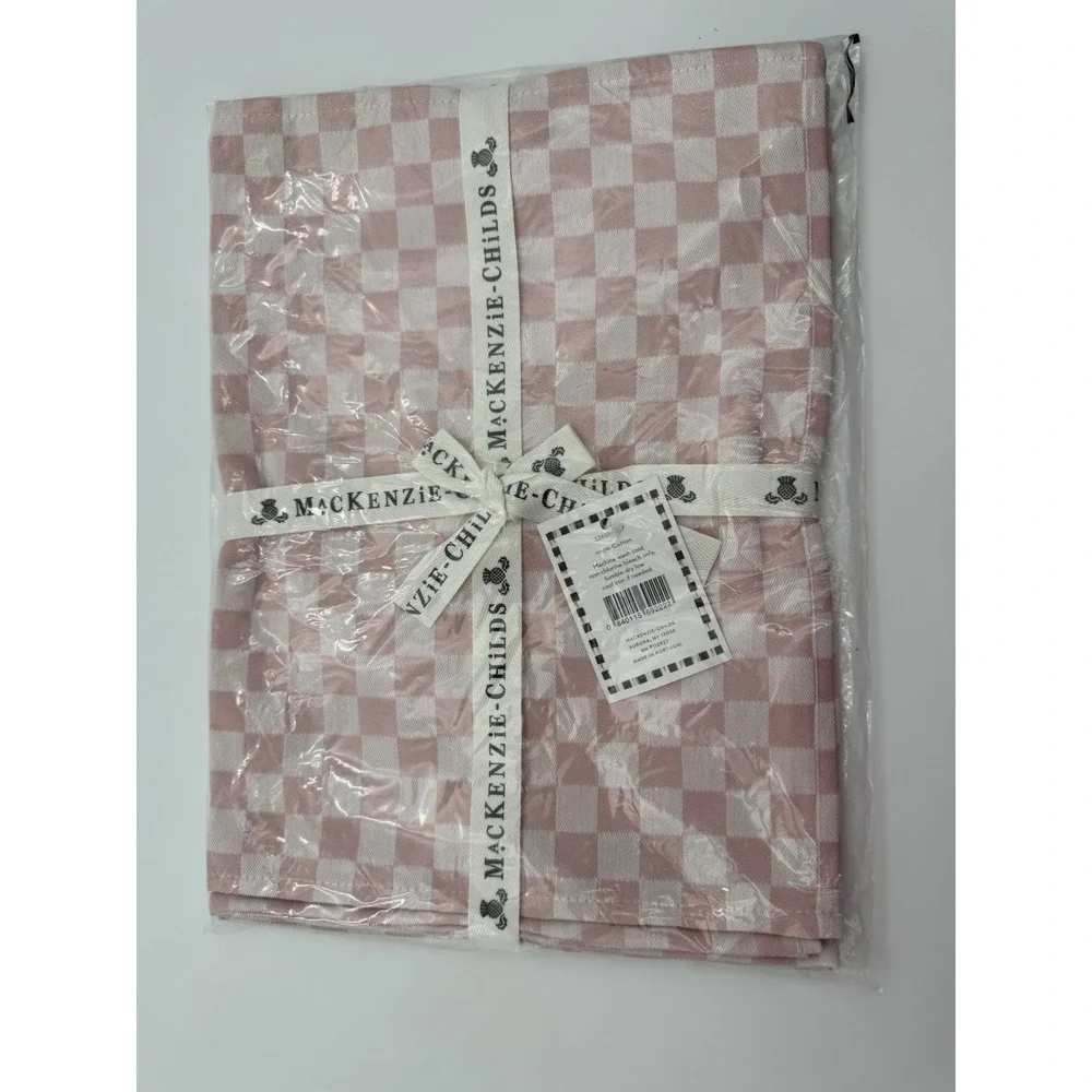 MacKenzie-Childs Pink Check Cotton Placemats – Set of 4 – NEW 13
